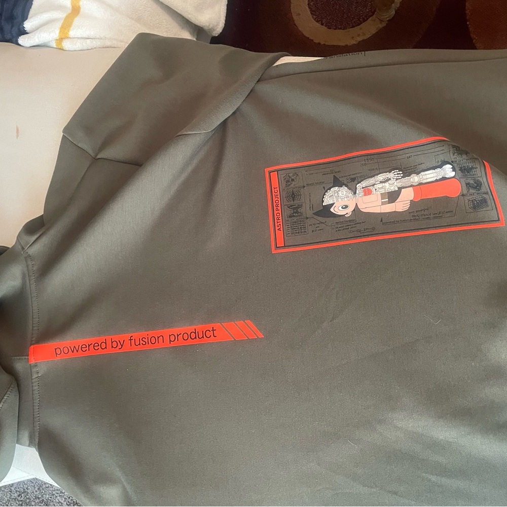 Lot29 Astro Boy Olive Hoodie with orange  , white and black  Graphics - Picture 4 of 5